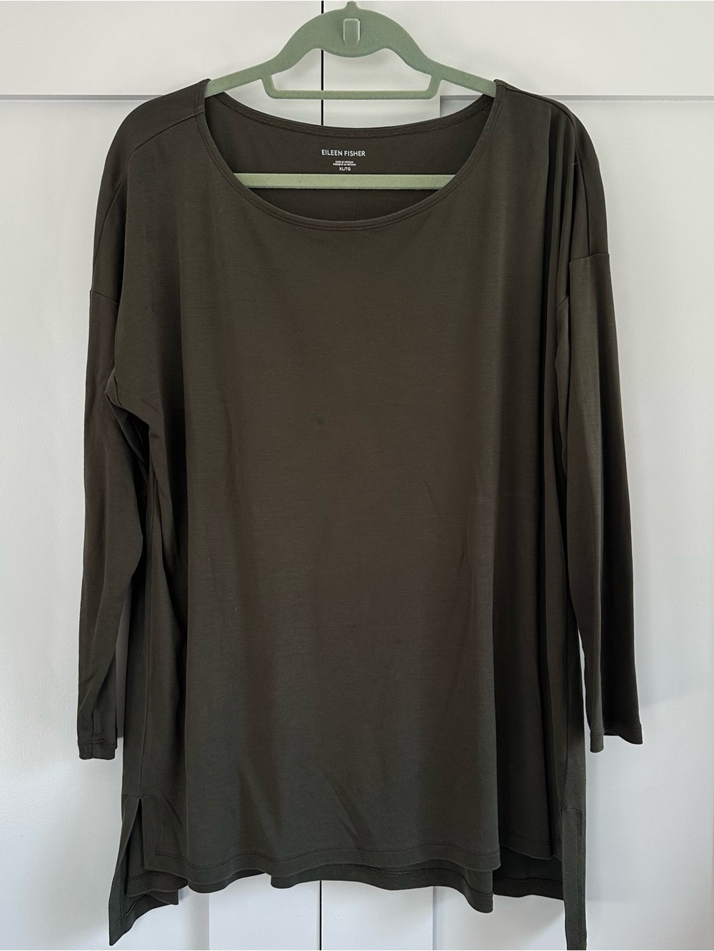 Eileen Fisher Black Scoop-Neck Long Sleeve Tunic Top